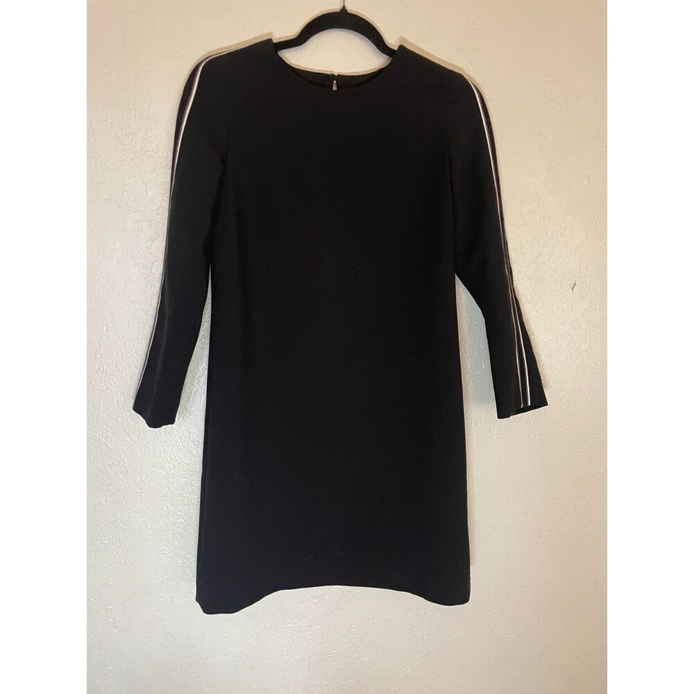 Banana Republic Dress Womens 0 Black White Stripe Shift Long Sleeve